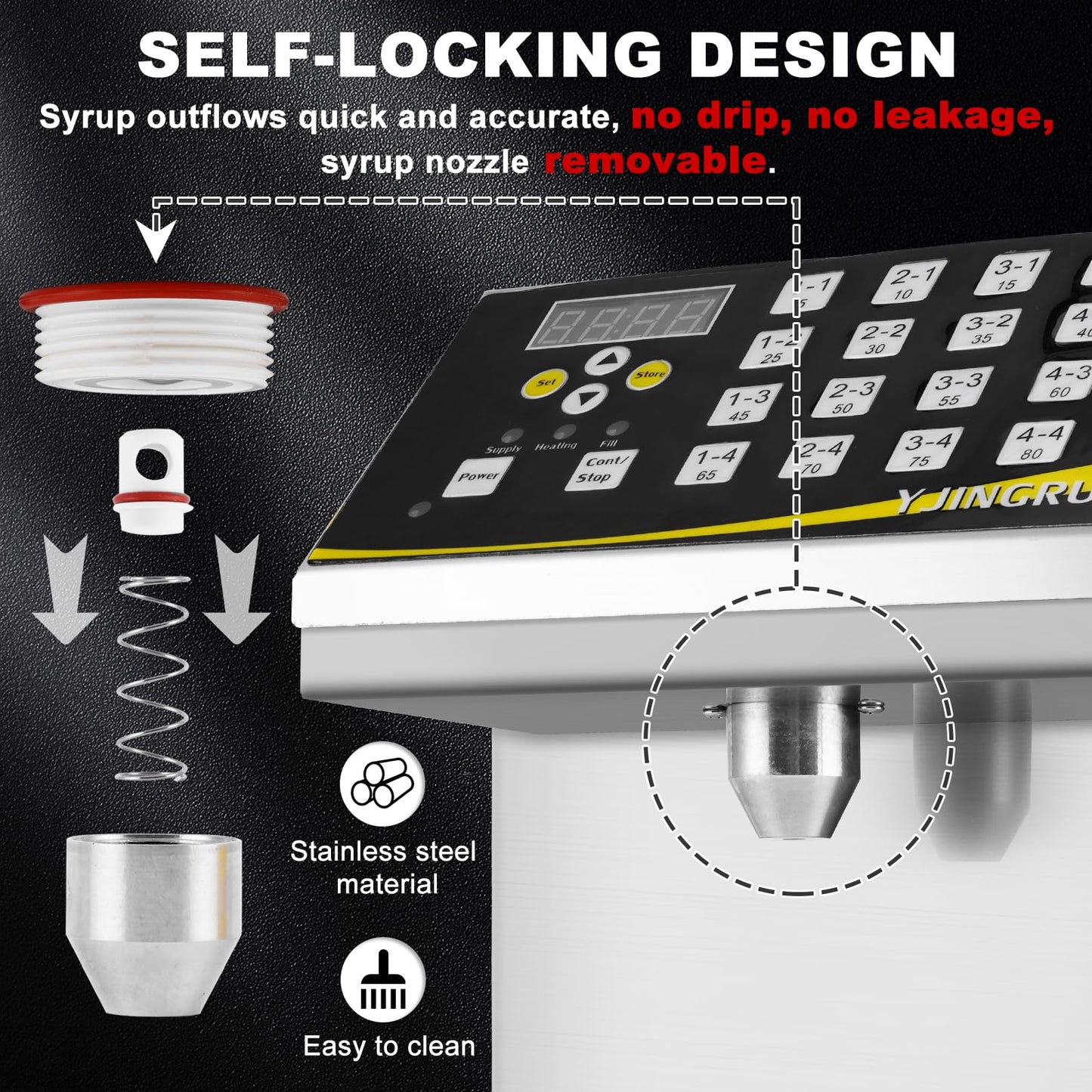 YJINGRUI Fructose Dispenser, Brushed Stainless Steel Fructose Machine, Fructose Dispenser Machine (8.5L 110V 16Groups)