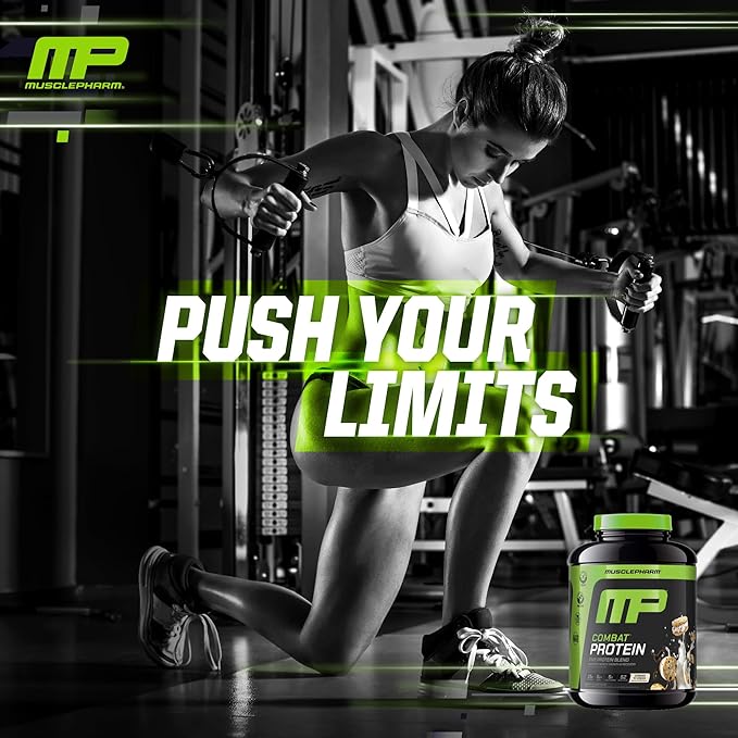MusclePharm Combat Protein Powder, Cookies ?˜N??Cream Flavor, Fuels Muscles for Productive Workouts, 5 Protein Sources including Whey Protein Isolate & Egg Albumin, Gluten Free, 4 lb, 52 Servings