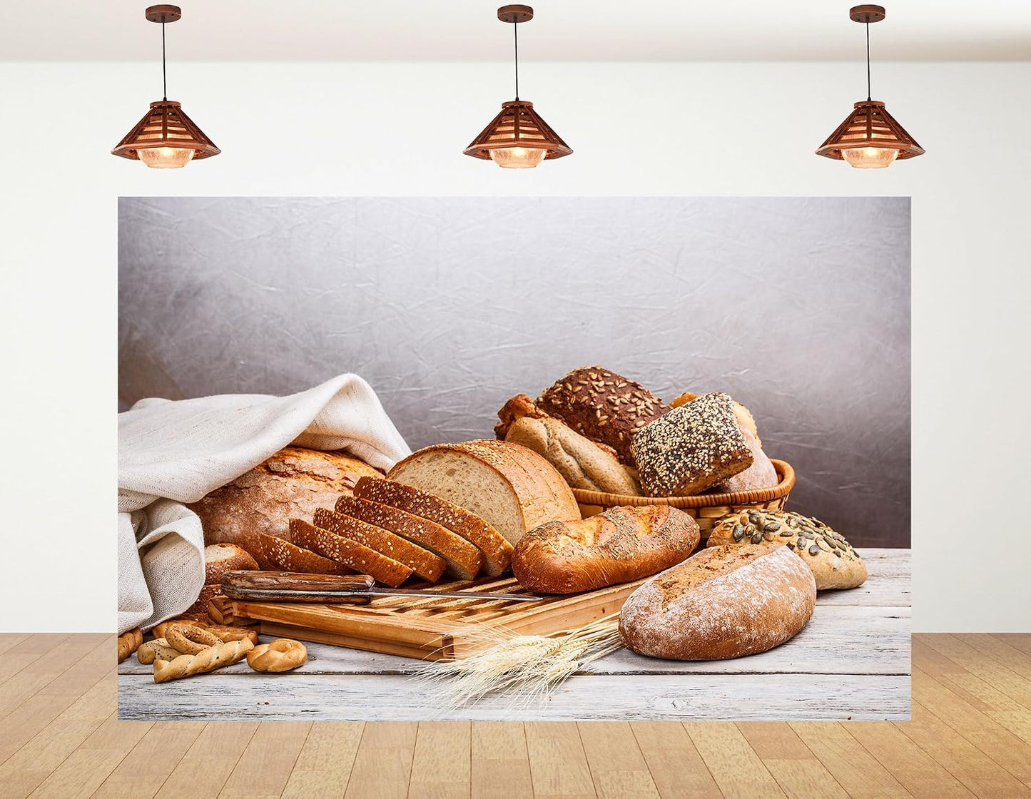 KeyWork 9x9ft Artisan Bread Assortment Backdrop Fresh Bakery Photography Background for Party Food Themed Gathering