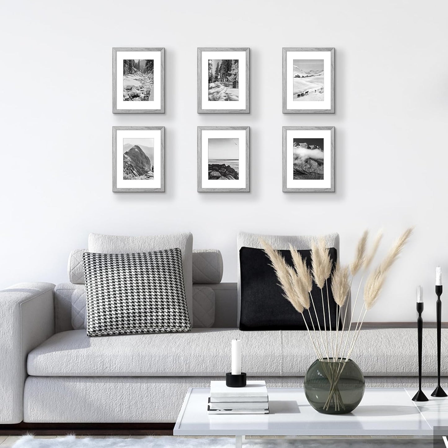 Upsimples Picture Frame - 8.5x11 Wall Display for 6x8 Photos with Mat or 8.5x11 Without Mat - Gray, 1 Pack