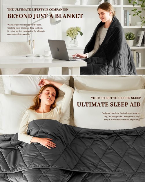 L'AGRATY King Size Weighted Blanket for Adults 30lbs, 88"x104" — Cooling Breathable Heavy Blanket with Glass Beads for Sleeping Perfect for Hot Sleepers & Couples Machine Washable All-Season Grey