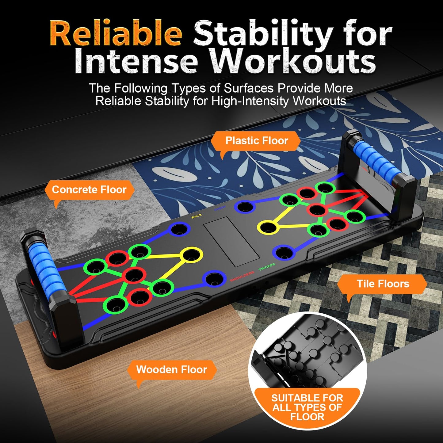 Berleng Push Up Board - 36-in-1 Foldable Pushup Fitness Stand for Portable Strength Training. Rugged, Stable Equipment for Home Gym Workout for Men & Women