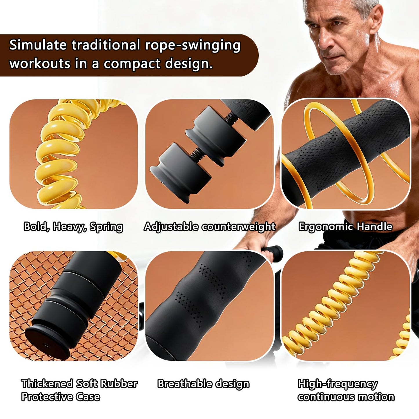 DUROTAN Ropeless Battle Rope,Adjustable Weight Battle Rope for Home Gym,HIIT and Low-Impact Aerobic Training for Men & Women