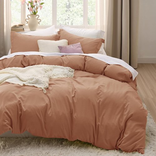 Bedsure King Size Duvet Cover Set - Extra Soft Prewashed Cotton-Like Polyester in Taupe | 3 Pieces with Zipper Closure