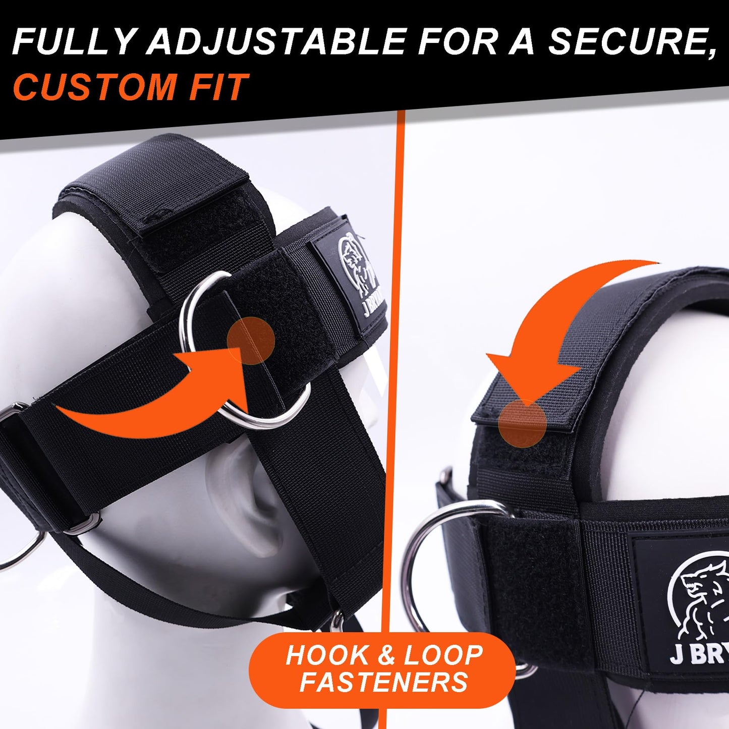 Neck Harness Adjustable Neck Strengthening Kit with Resistance Band & Door Anchor for MMA, Boxing for Weight Lifting, 6 D-Rings Multi-Directional Head Harness with Ear-Free Design