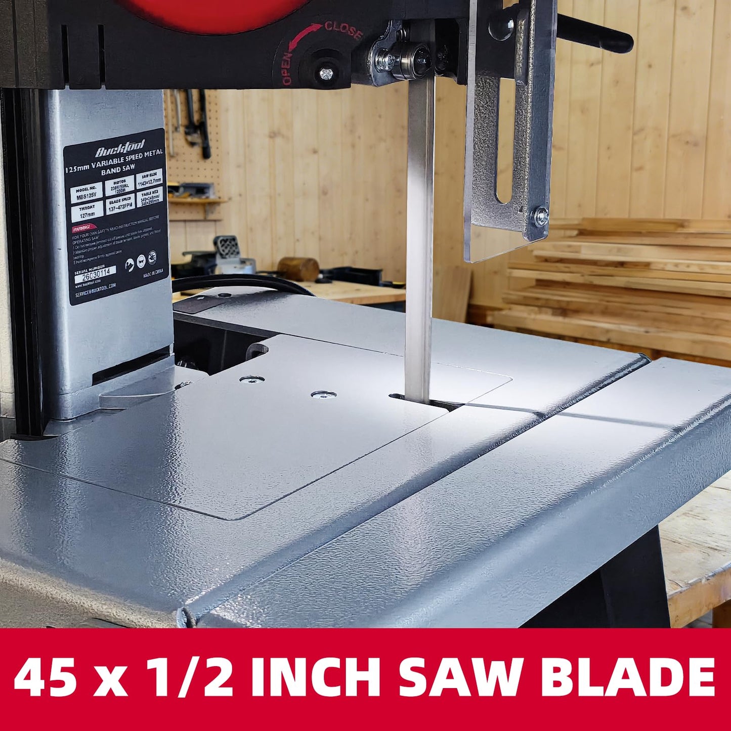 Bucktool 5" Variable Speed Metal Band Saw, 1.5HP 10A Benchtop Bandsaw with 137–472 FPM Speed Control, 5" Cutting Capacity, Adjustable Work Table & Extension Table for Metal Cutting