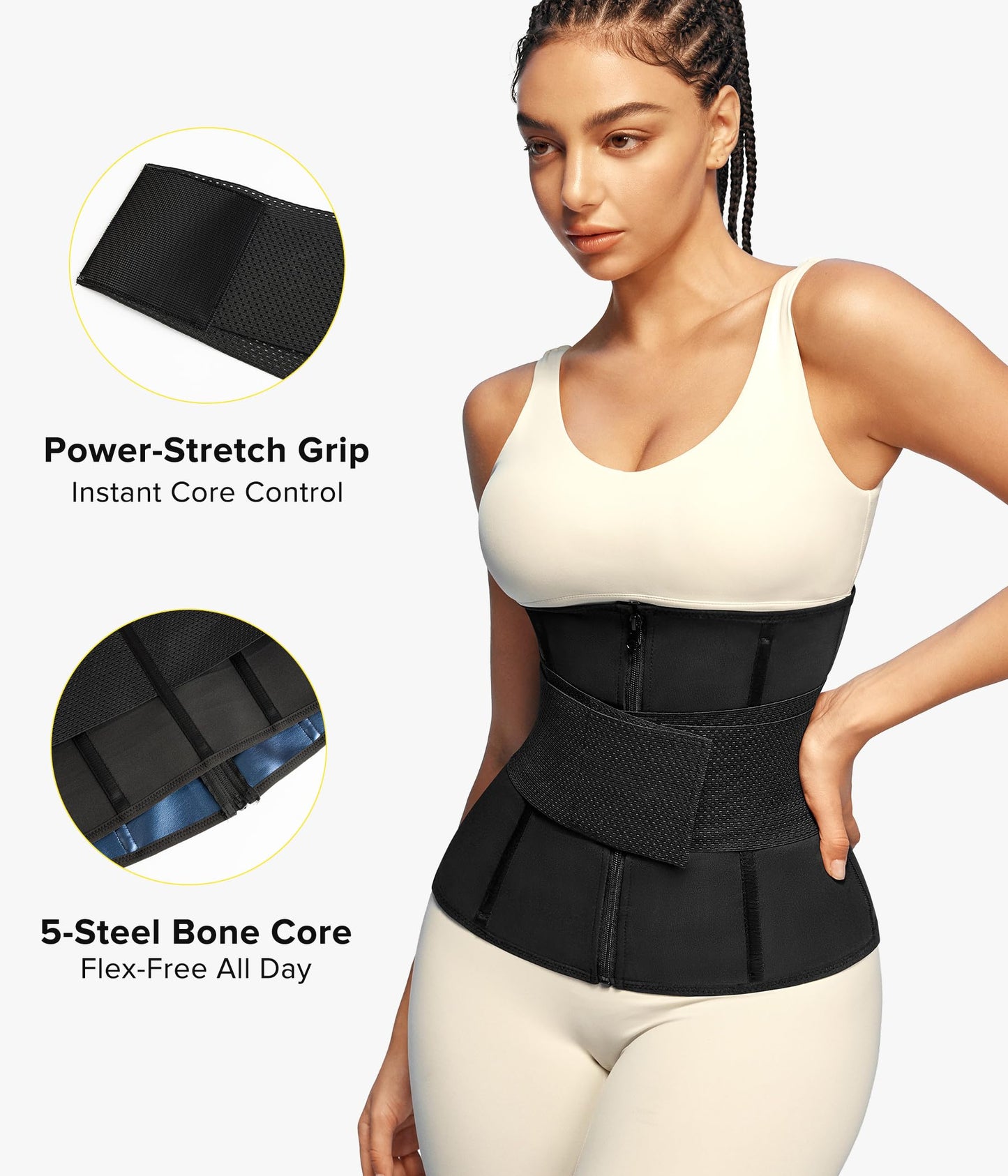 Junlan Sweat Waist Trainer for Women - Sauna Waist Trimmer for Working Out(Blue,Large)