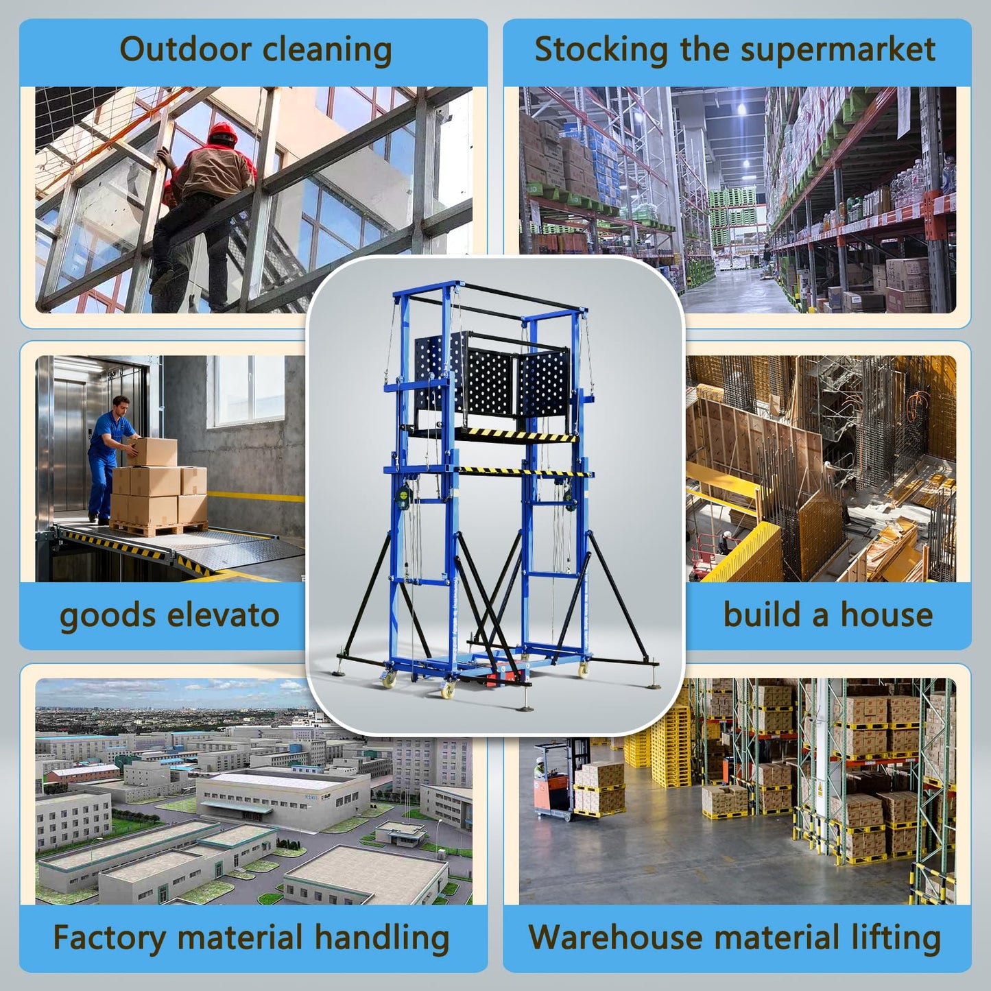 881 Lbs Load Electric Scaffolding, 6.5ft Lifting Height Construction Electric Scaffolding Lift Platform,110v Upgraded Version Suitable for Home Decoration Site Construction(Ce Certification)