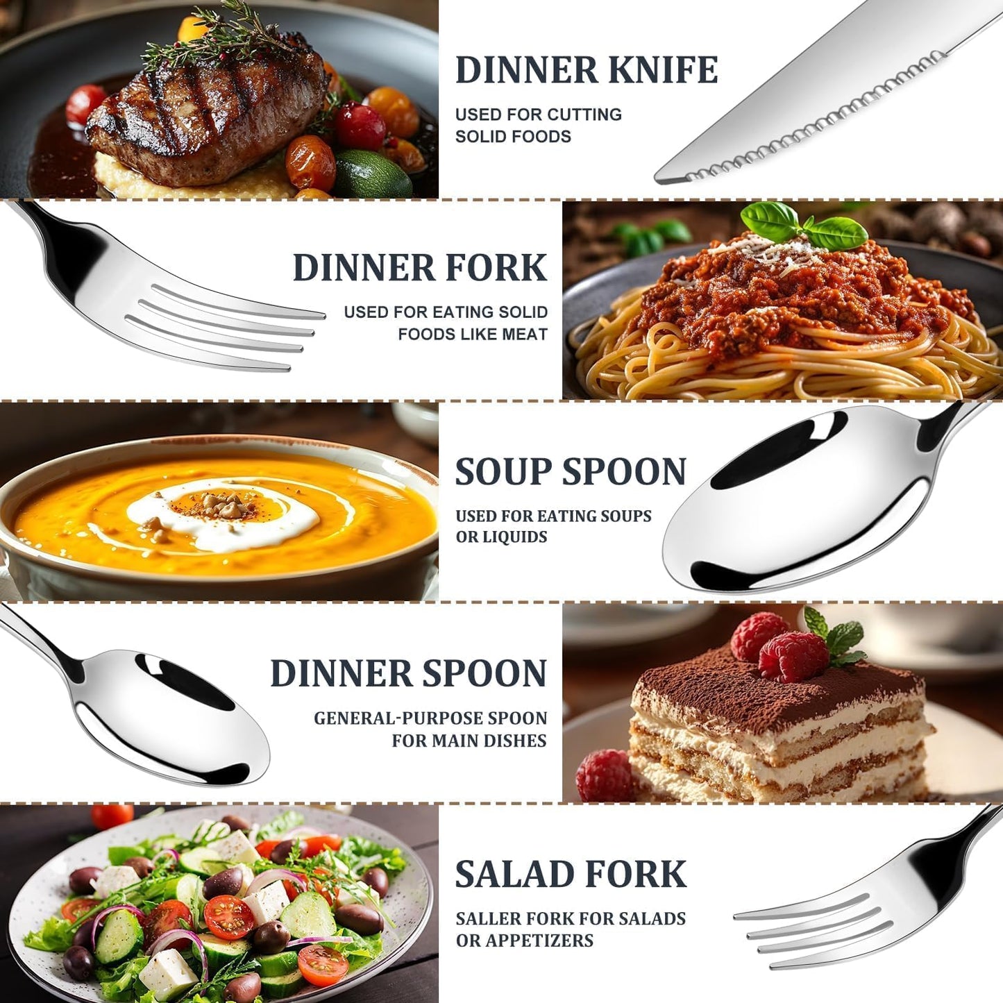 TAN REN Silverware Set for 8, 40-Piece Stainless Steel Flatware Sets, Heavy Duty Forks and Spoons Silverware Set with Dinner Knives, Mirror Polished Cutlery Sets, Dishwasher Safe Kitchen Utensils