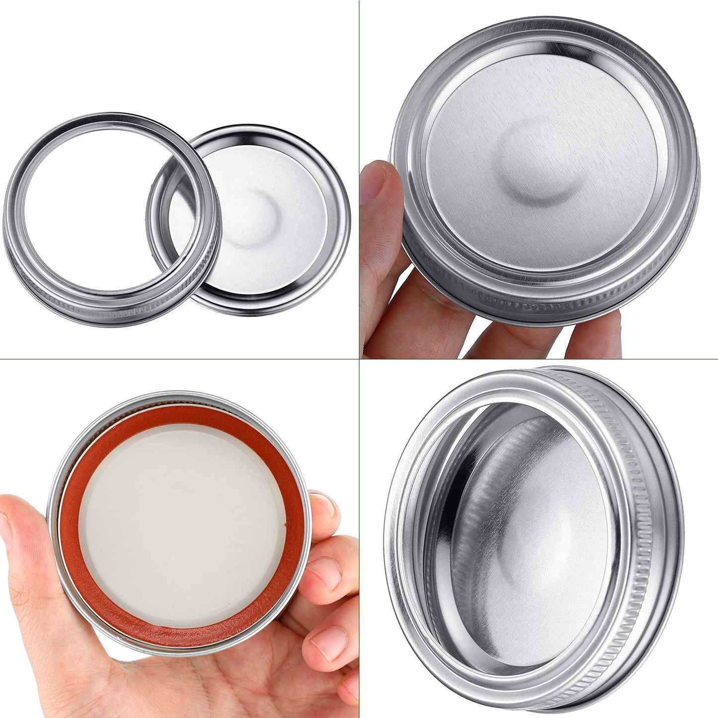 Patelai 100 Pcs Regular Mouth Canning Lids with Rings 70mm Mason Jar Lids with Bands Split Type Mason Canning Jar Rings, Food Grade Material, Leak Proof, Airtight