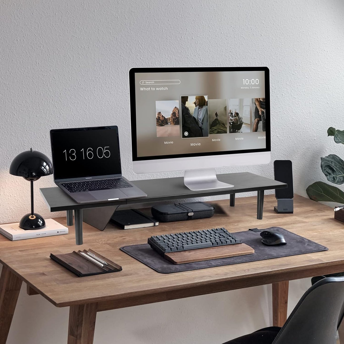 32-40 InchLarge 2 Across-Star Dual-Monitor-Stand-Riser-For-Desk Adjustable Length Desktop Computer Monitor Riser