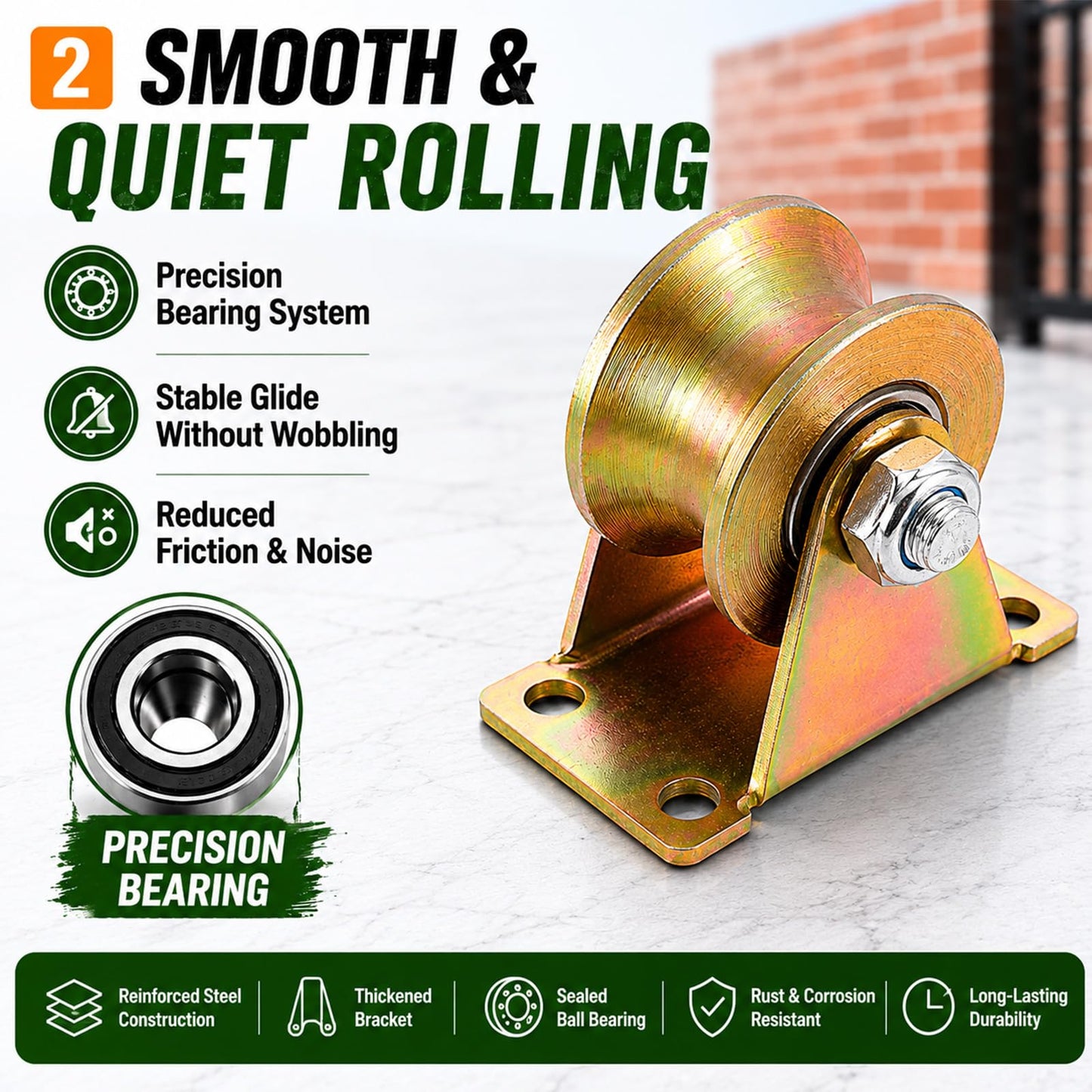 Lyplus 4 Pack Heavy Duty 2" U-Groove Pulley Wheel, 660 LBS Load Capacity, Double Ball Bearings, Smooth Rolling Steel Cable Pulley for Sliding Gates, Garage Doors, Wire Rope & Industrial Track Systems