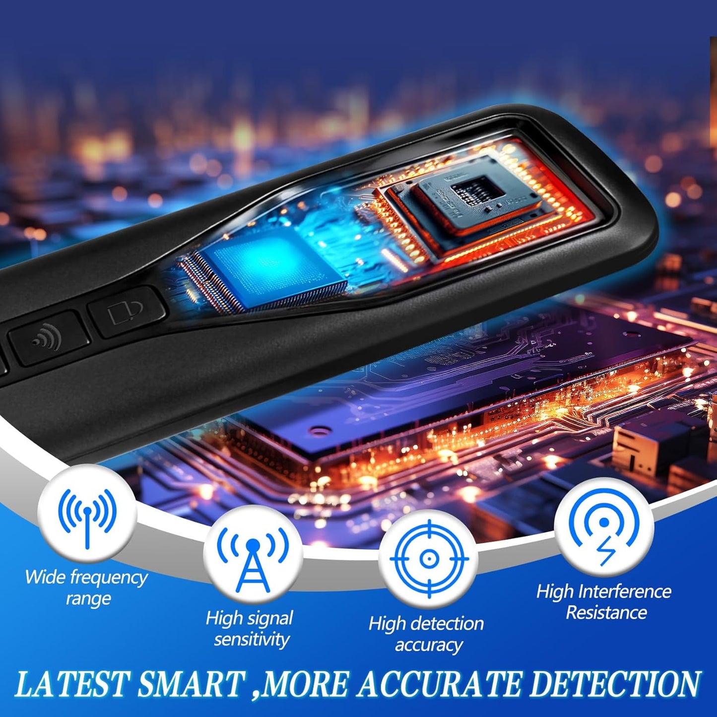 jjxeqo Scanner,5-Level Adjustment,6 Hidden Camera Detector,GPS Tracker Detector,Wireless Signal Sensitivity Detection