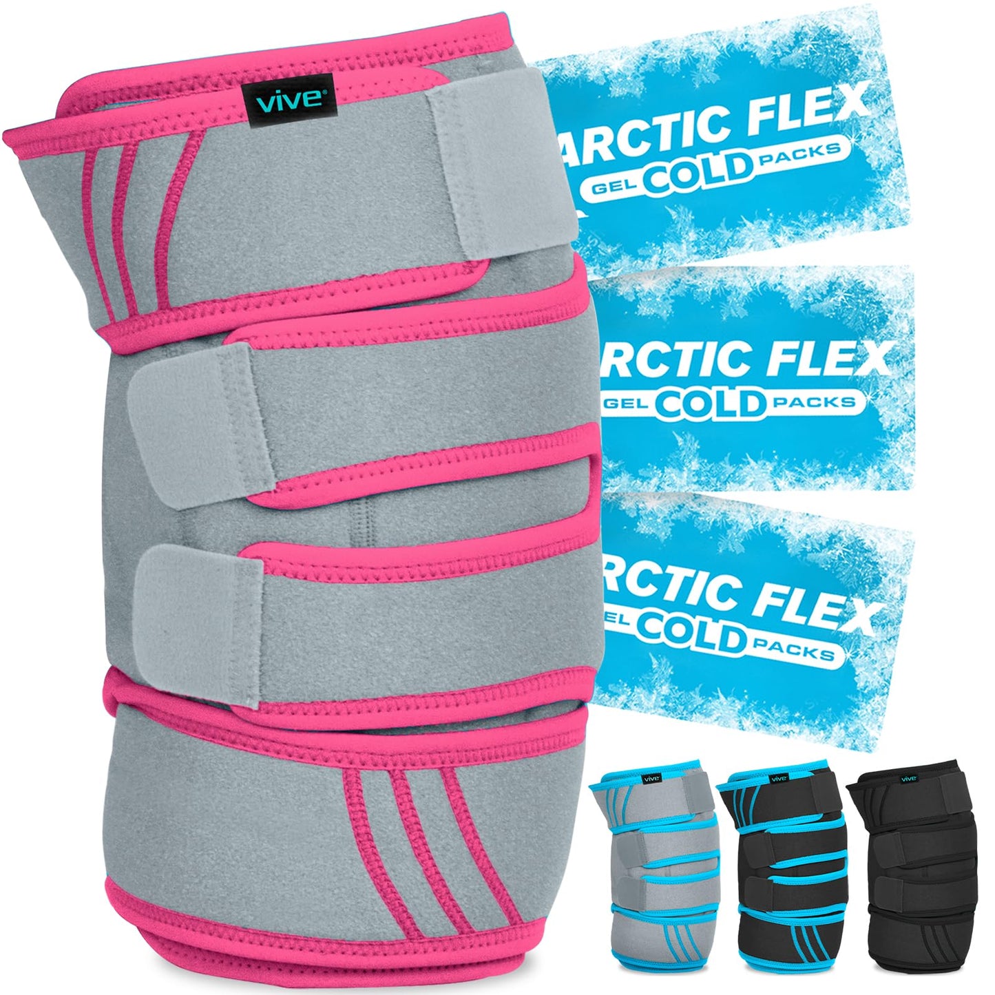 Vive Knee Ice Pack Wrap - Cold/Hot Gel Compression Brace - Heat Support Strap for Arthritis Pain, Tendonitis, ACL, Athletic Injury, Osteoarthritis, Women, Men, Running, Meniscus and Patella Surgery