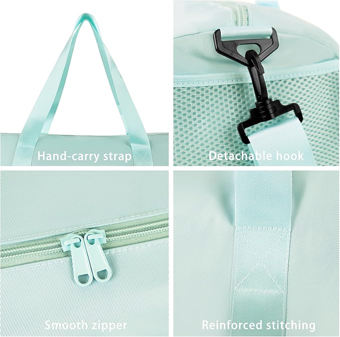 Small Gym Bag Duffel Bag for Women Men Fitness Sports Bag Workout Adjustable Detachable Shoulder Strap Lightweight Carry on Travel Duffle Bag (Green, 19" / Medium / 24L)