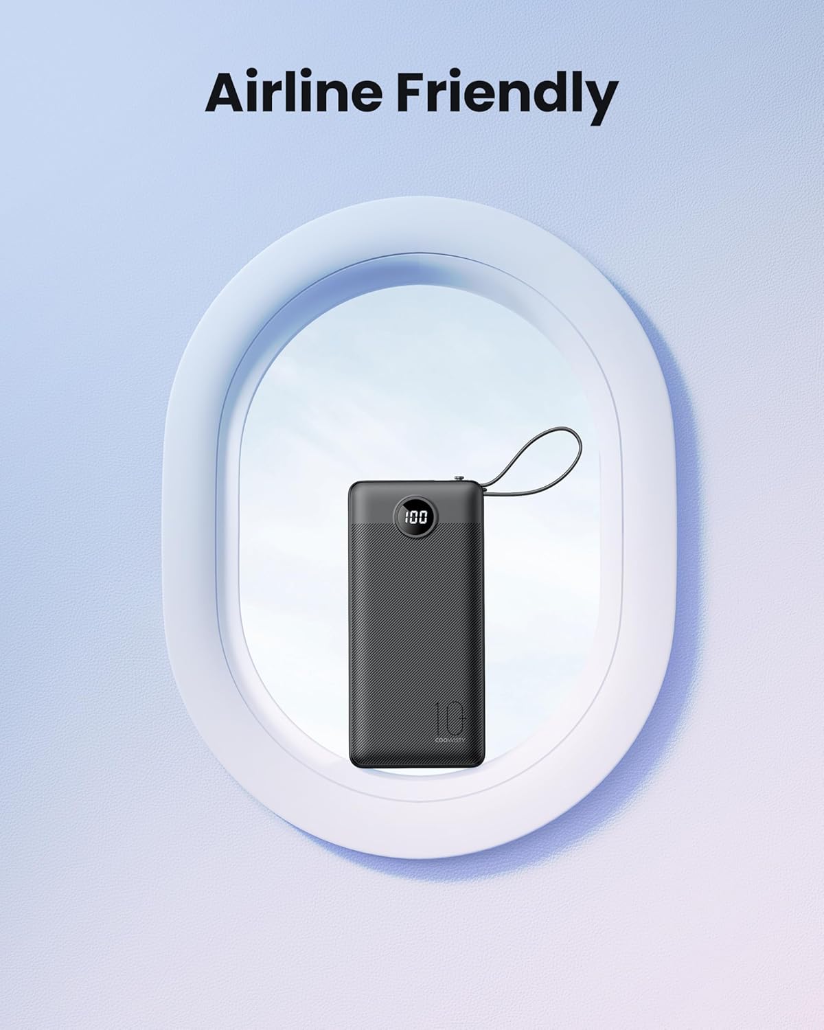 Coowisty 10000mAh Pack 5 2 Portable Charger with Built-in Cables, Slim Power Bank with USB C, Travel Essentials