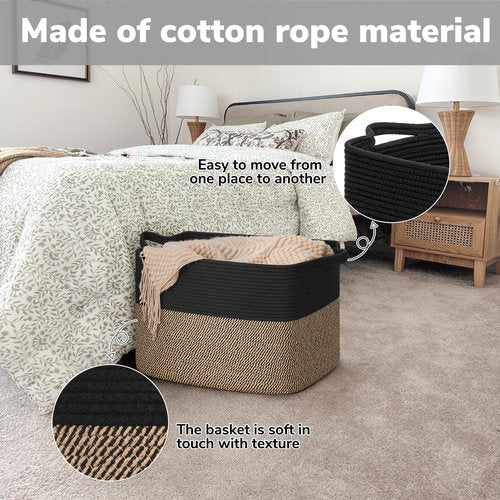Goodpick Woven Baskets for Organizing, 18" x 14" x 12" Wicker Laundry Basket with Handles, Decorative Toy Baskets Storage Kids, Blanket Basket for Living Room, Bedroom
