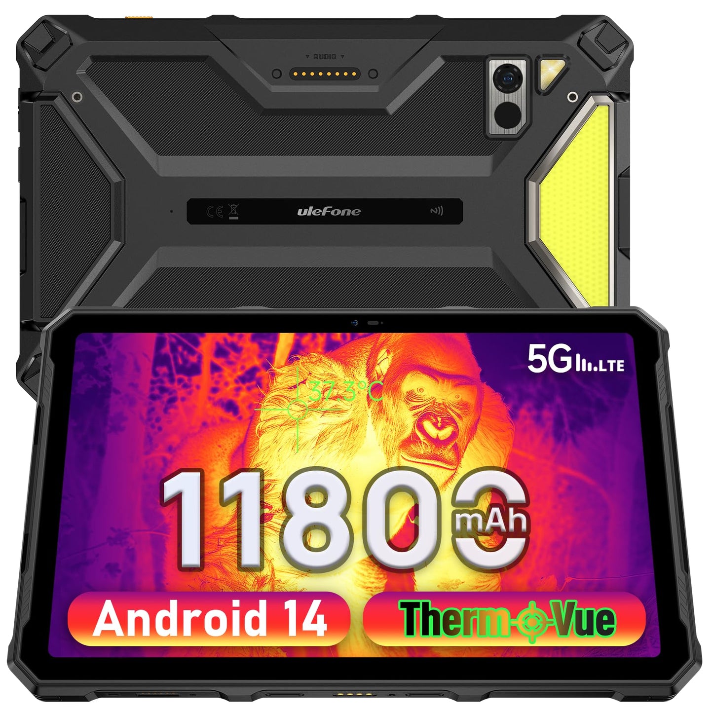 Ulefone Armor Pad 4 Ultra Thermal Imaging 5G Rugged Tablet, 16GB + 256GB/2TB Expansion Android 15, 10.36" 2K Corning Display, IP68/69K, 11800mAh(33W), 10W Dock Charging, 50MP + 32MP, 1100LM LED Lights