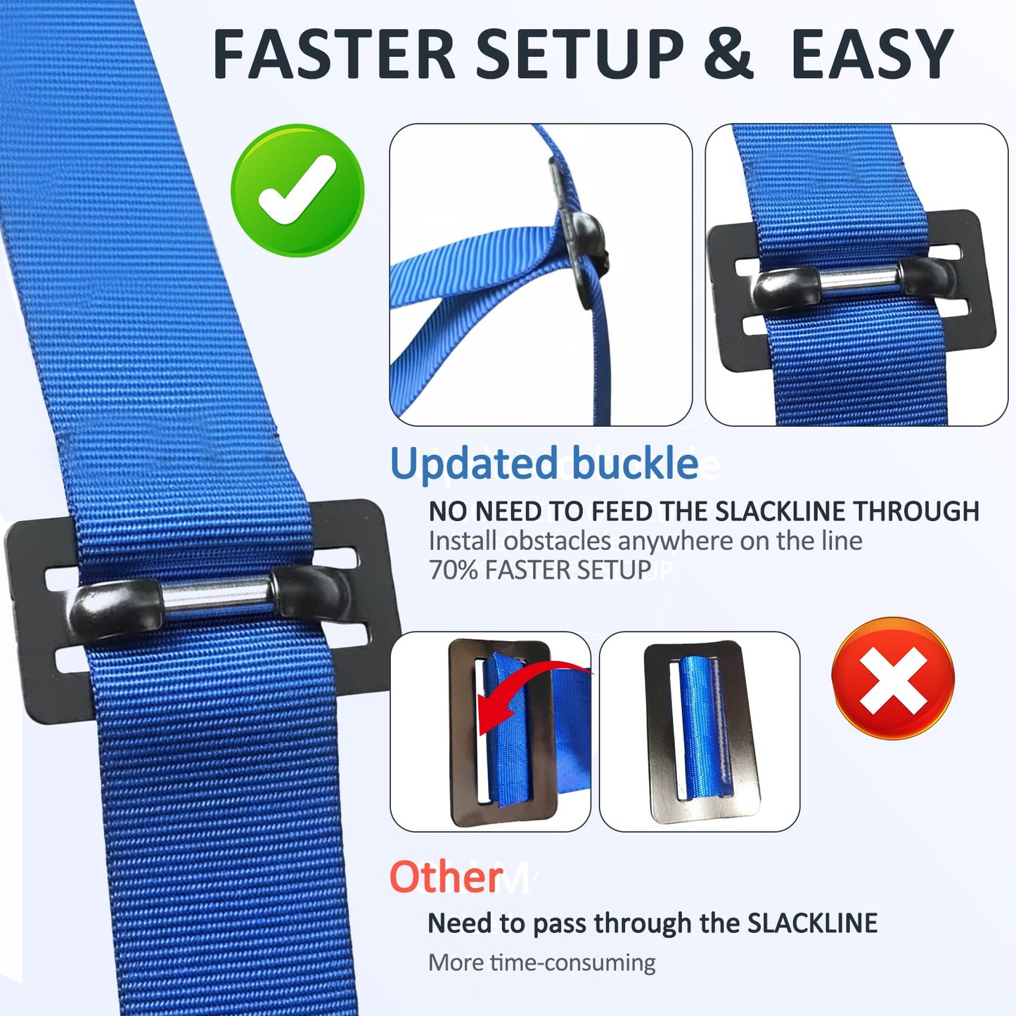 Ninja Warrior Obstacle Course for Kids - 2*56FT Slackline Kit with 8 Obstacles | Upgraded Quick-Install Buckles (No Threading Needed), 900lbs Max Load Backyard Training Gear
