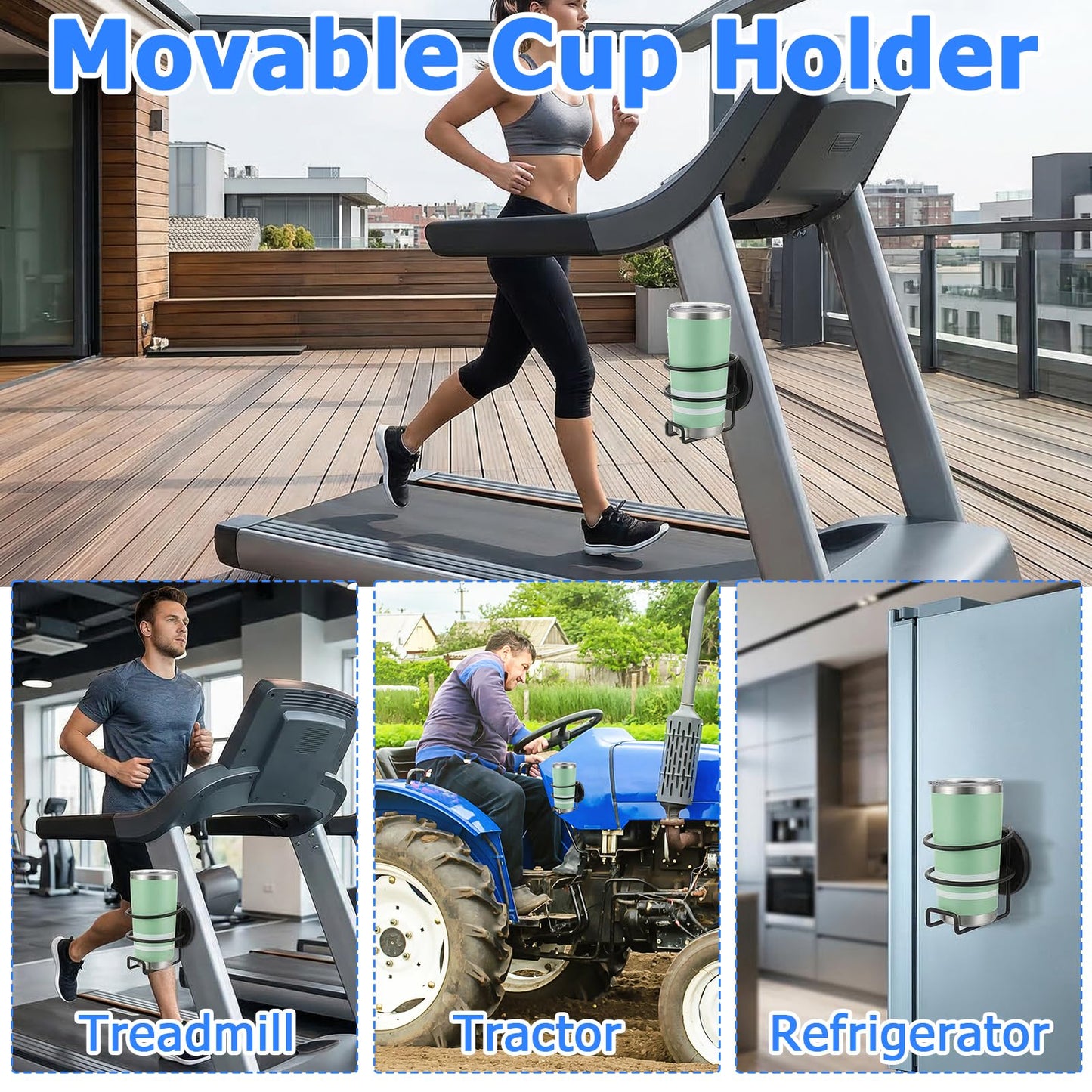 Heavy Duty Magnetic Cup Holder, 4 Pack Black Metal Drink Holder with 2.56 Inch Strong Magnet Base for Truck Tractor Refrigerator Treadmill Toolbox