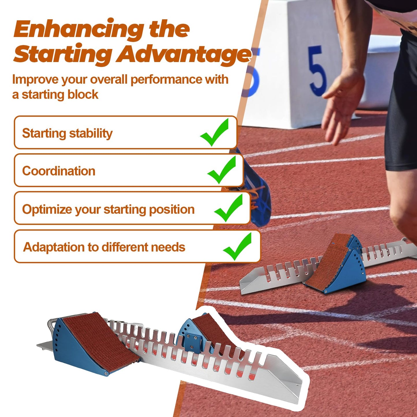 Vaolvpant 25in Starting Blocks with Premium Aircraft-Grade Aluminum 6 Angle Adjustable and Detachable Pedals Ideal for Running Enthusiasts Professional Track and Field Competitions