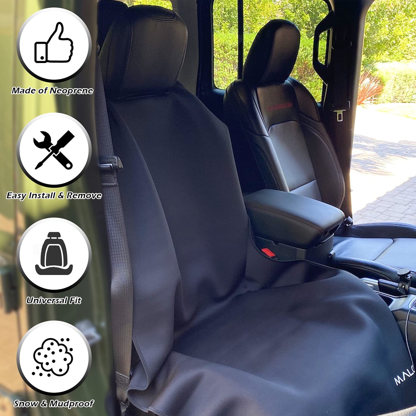 Malo'o Waterproof Car Seat Cover – Universal Neoprene Seat Protector for Cars, Trucks & SUVs, Protects Against Water, Sweat, Mud, Sand & Dogs, Ideal for Surfing, Swimming, Gym & Fishing