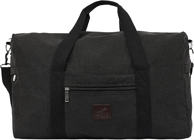 Duffle Bag ??Multipurpose Canvas Bag for Travel, Gym, Weekender, Carry On & More ??Durable, Spacious, Unisex Overnight Bag for Men & Women ??Perfect for Sports, and Everyday Use (Black)