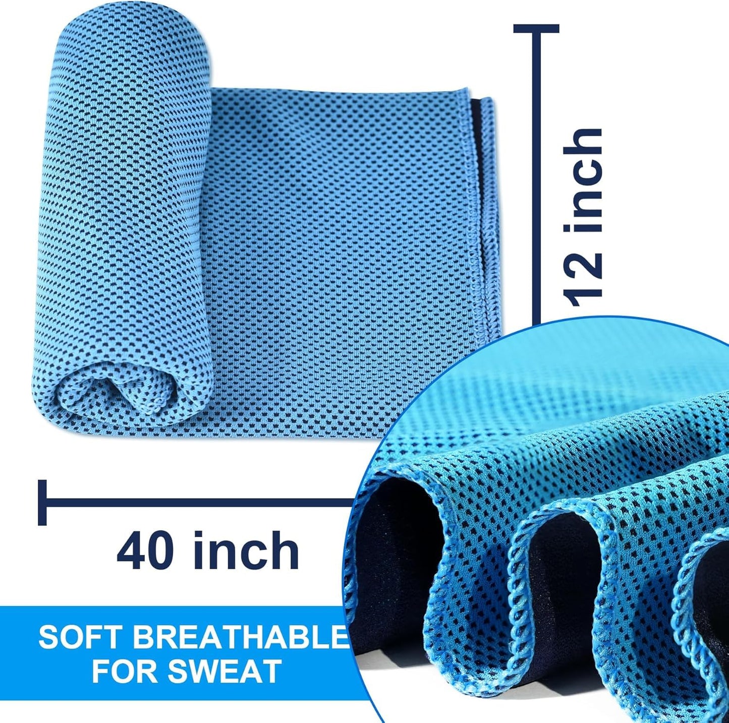 Amgico 3 Pack Cooling Towel(40"x12") for Neck and face, Ice Towel, Soft Breathable Towels, Cooling Rags for Yoga, Sport, Running, Workout, Gym, Camping, Fitness, Workout & More