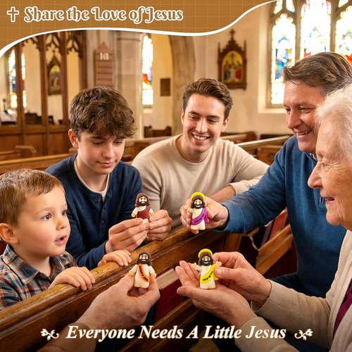 Little Jesus Figures 30 Pack - Mini Jesus Loves You Figurines for Religious Giveaways & Easter Gifts