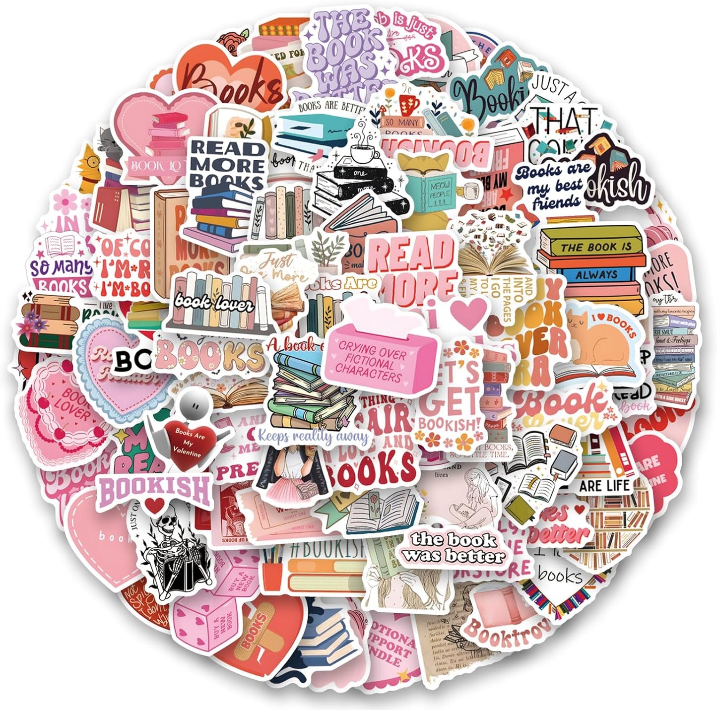 WQOWEHI 120PCS Pack Kindle Book Stickers for IPAD, e-Book Reader, Laptop, Cute Booktok Vinyl Stickers, Bookish Lover