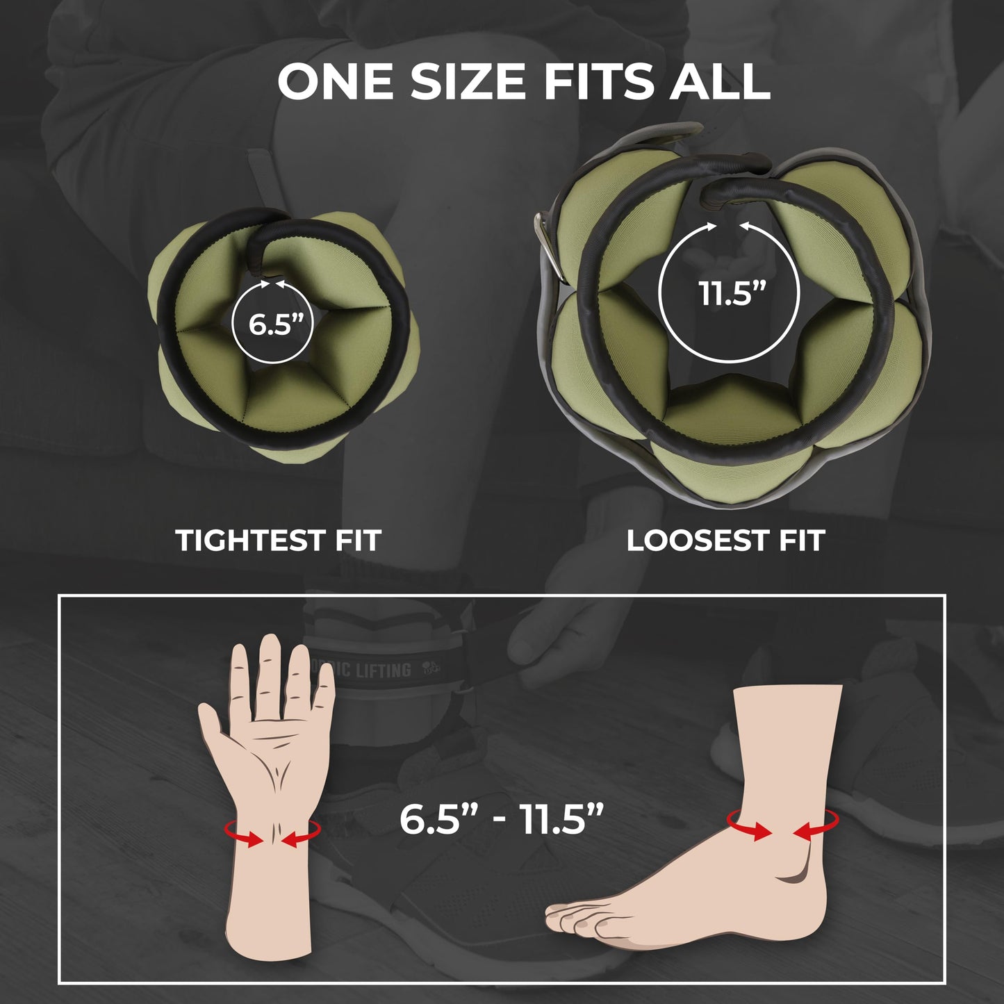 Nordic Lifting Adjustable Ankle Weights for Women & Men – 1 Pair (2–10 lbs) Wrist, Arm & Leg Weights for Gym, Yoga & Home Workouts – Secure Fit Strap Design – Durable Fitness Training Equipment