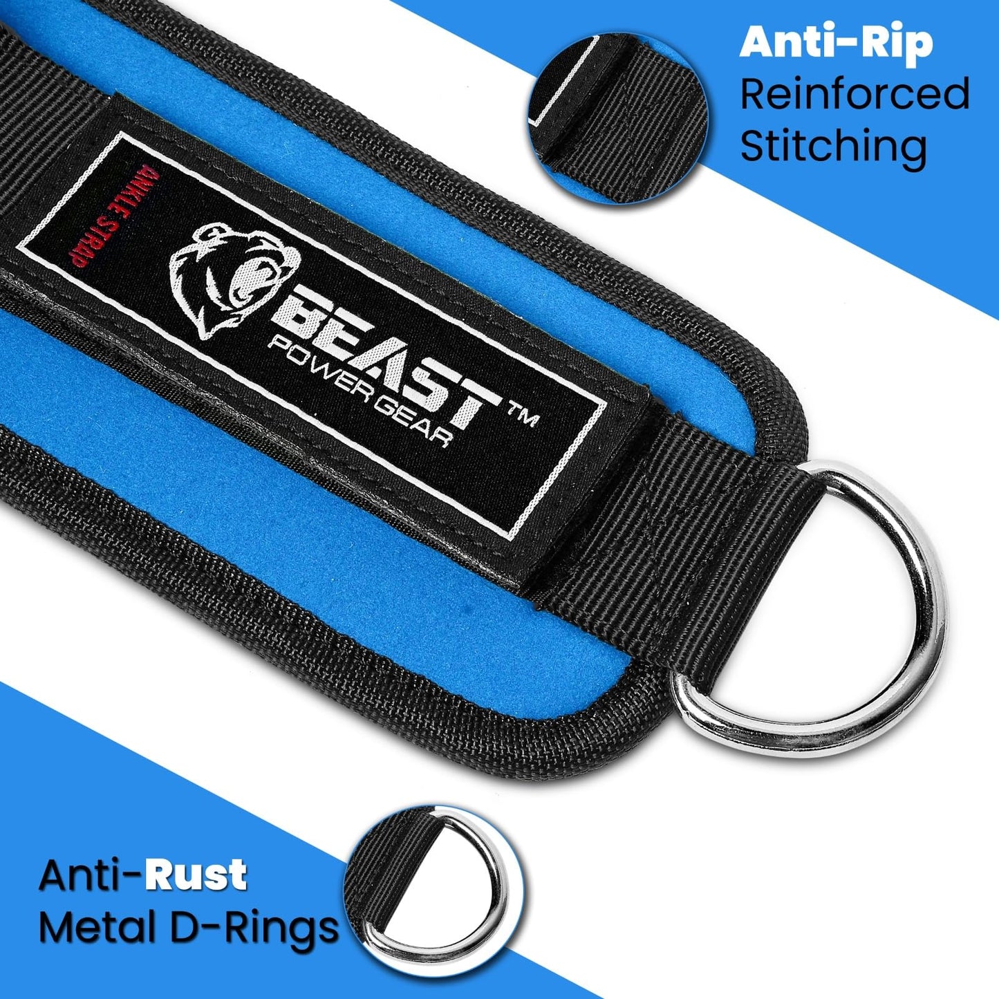 Beastpowergear ankle strap for cable (Blue, Single)