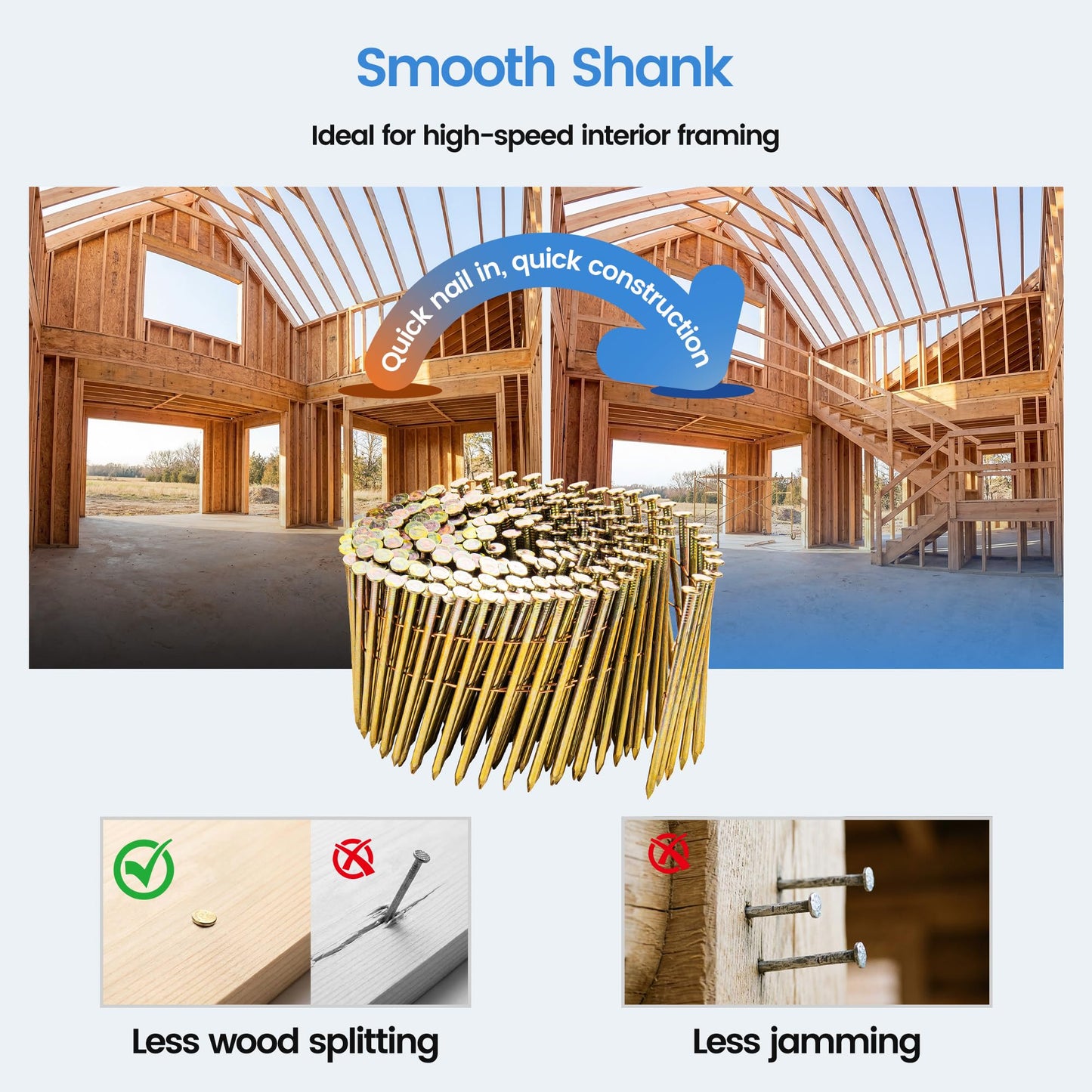 meite NP45 Pneumatic Nail Remover with Spare Driver + 2700PCS 15° 3-Inch Coil Nails – Heavy Duty Air Punch Denailer for 2-6mm Fasteners & Reclaimed Wood, Bonus Driver Pin for Less Downtime