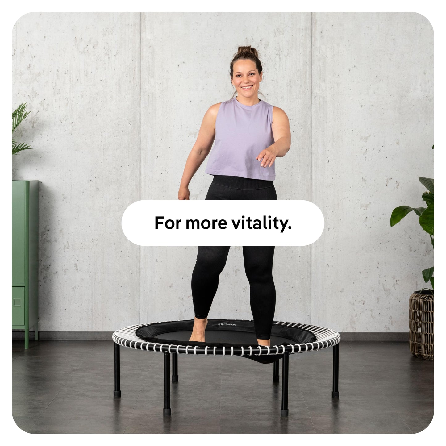 bellicon Mini Trampoline 49'' (Yellow) | Bungee Suspension up to 330 lbs | Indoor Fitness Rebounder for Adults | Foldable Legs