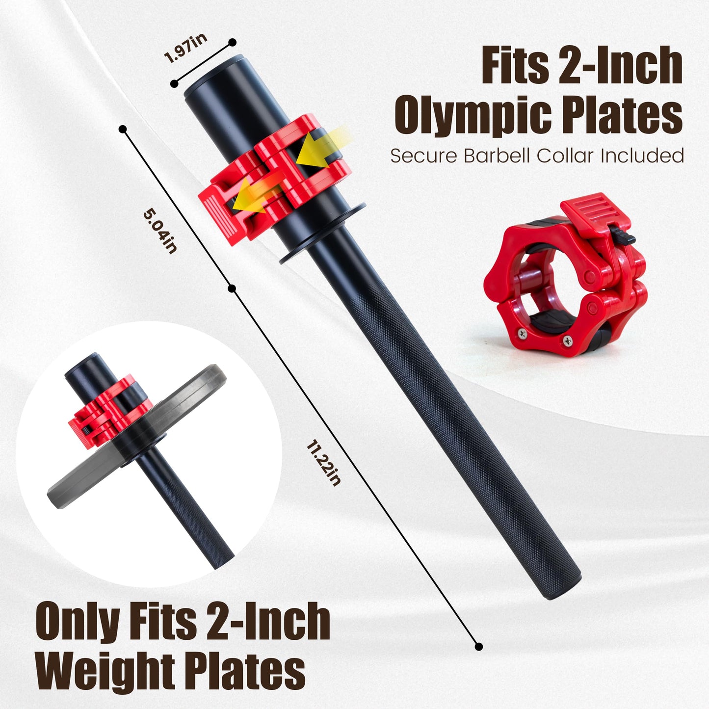 Forearm Wrist Strengthener for 2-Inch Weight Plates – Portable Forearm Training Bar with Non-Slip Knurled Grip, Forearm Exerciser for Pronation, Supination, Wrist Curls and Grip Strength, Workout Equipment for Home Gym