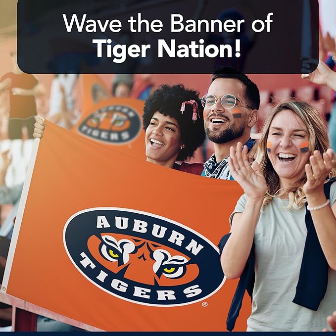 Auburn Tigers College Sports Printed Flag - NCAA Licensed - Nylon - School Banner (Orange) (3' x 5')