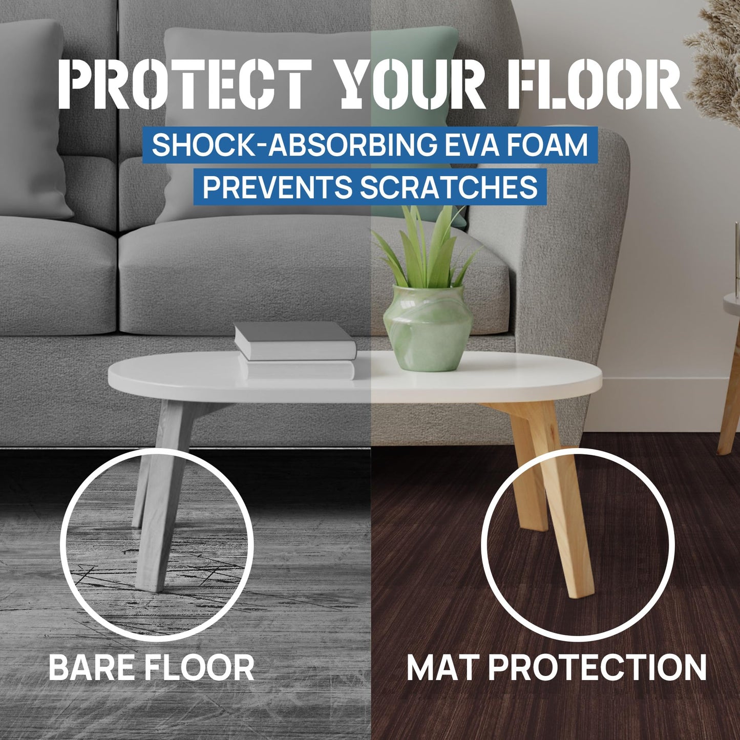 Yes4All EVA Interlocking Mats, Puzzle Floor Tiles, Foam Floor Padding with Border for Furniture, Home Space, Living Room, Garage 11,22,32 SQFT