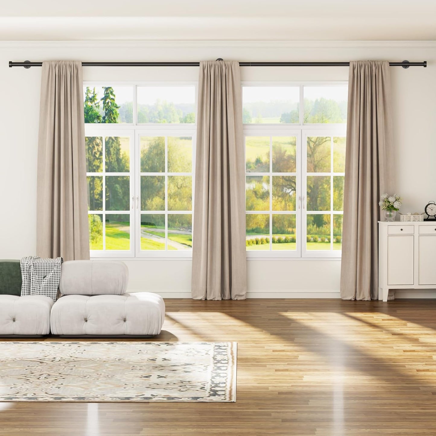 YaFex Heavy Duty Curtain Rods - Adjustable 32-150 Inch Black Window Treatment | Easy Install, Aluminium Finials