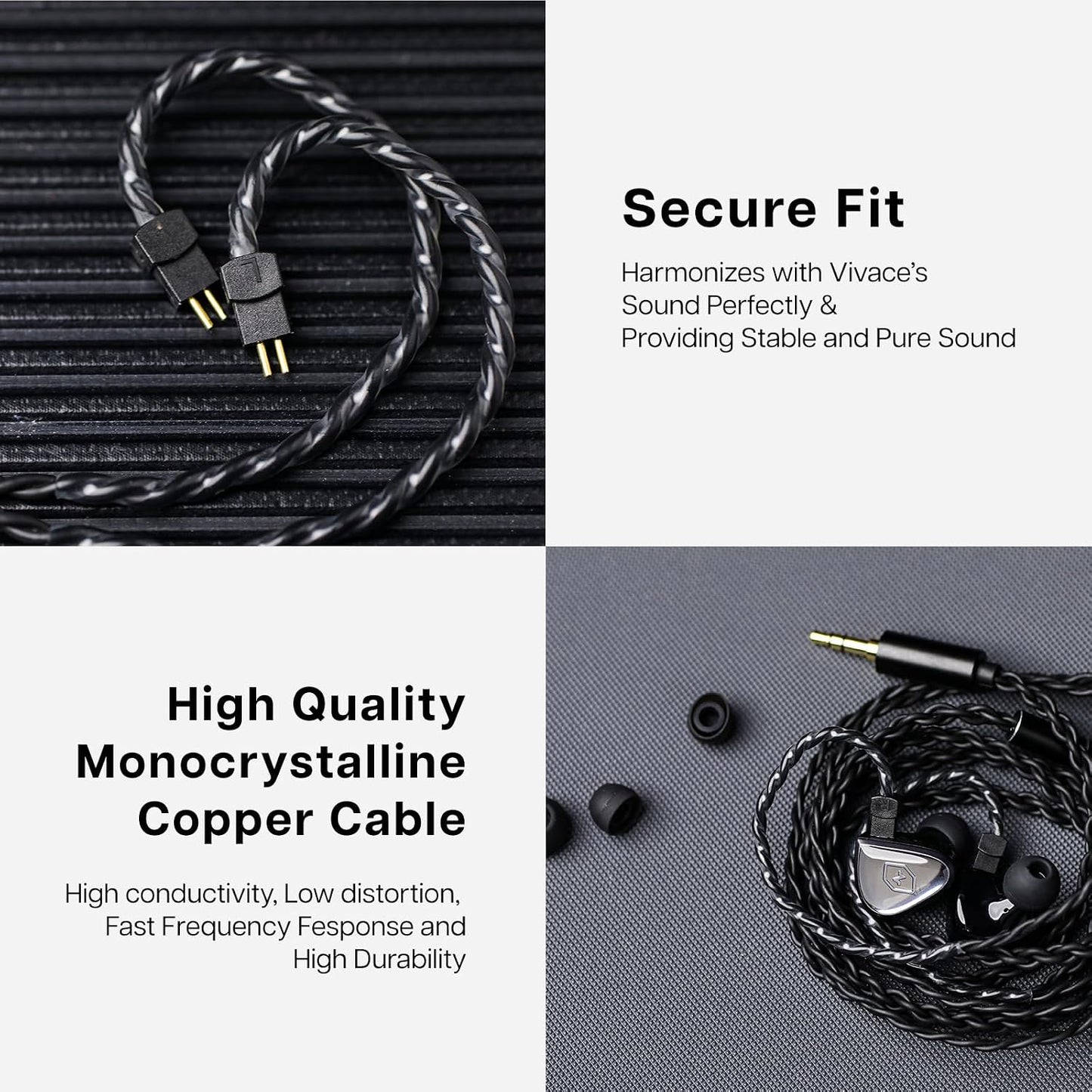 0DiBi: 10mm 2Pin Linsoul Tripowin x Vivace in Ear Monitor, Titanium Diaphragm Dynamic Driver IEM, HiFi Wired Earbuds