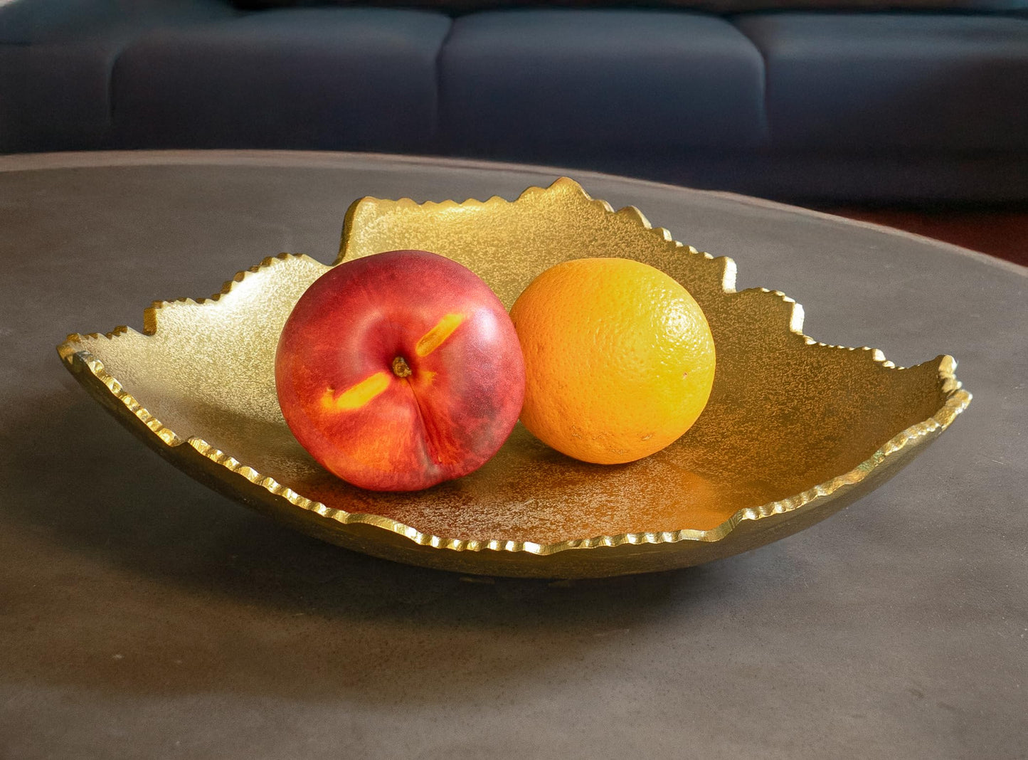 Red Co. 12” Decorative Antique Golden Allure Torn Metal Centerpiece Bowl with Sculpted Edges