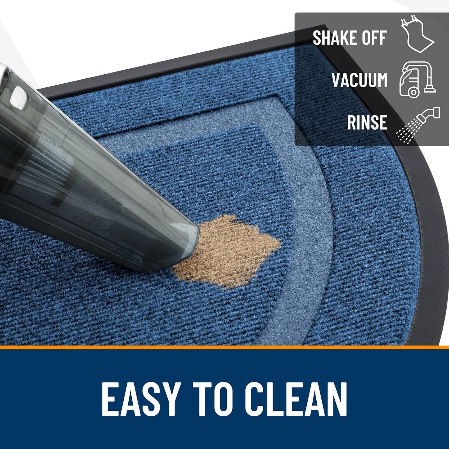 OLANLY Half Circle Door Mat - Waterproof All-Season Indoor/Outdoor Welcome Mat | 58x23 Light Blue
