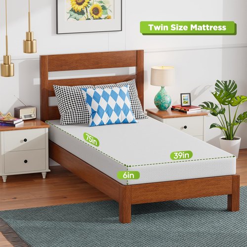 FDW 6-Inch Twin Mattress - Medium Firm Support, Breathable Foam & Washable Zipper Cover | CertiPUR-US Certified