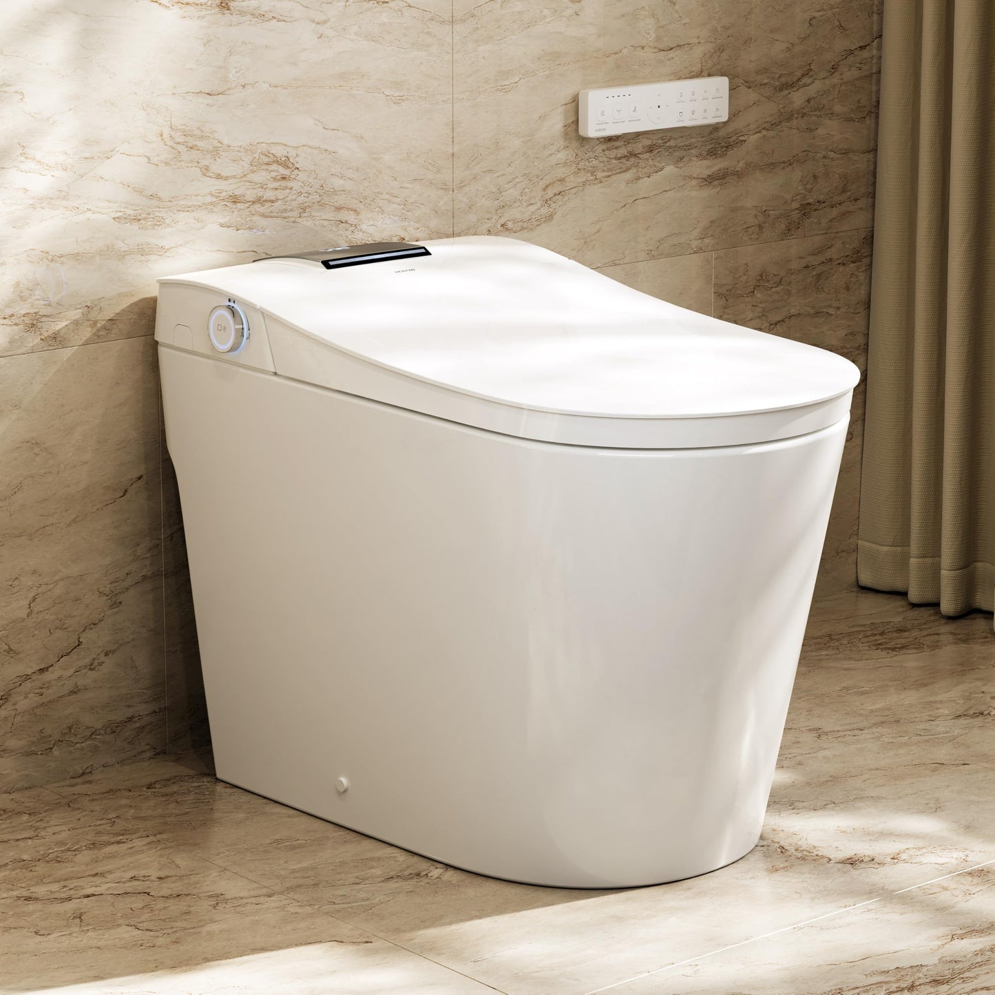 HOROW T39 Luxury Smart Toilet with Bidet, Modern Elongated Toilet for Bathroom Remodel, ADA Bidet Toilet with Anti-Splatter Foam Shield, Smart Display, Heated Seat & Instant Warm Water, Night Light
