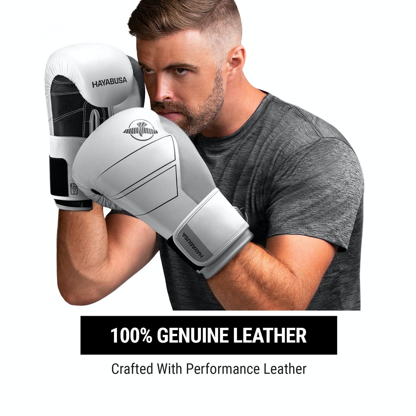 Hayabusa S4 Leather Boxing Gloves for Women & Men - White, 14oz