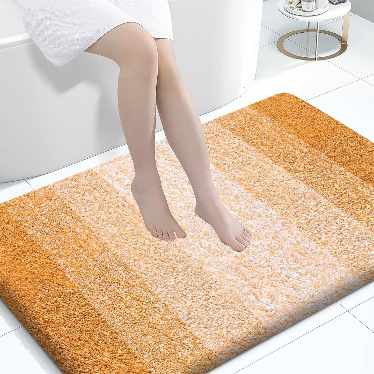 OLANLY Large Bathroom Rugs - Extra Soft Microfiber Mat 44x32 | Quick Dry, Washable, Rubber Backing, Golden Yellow