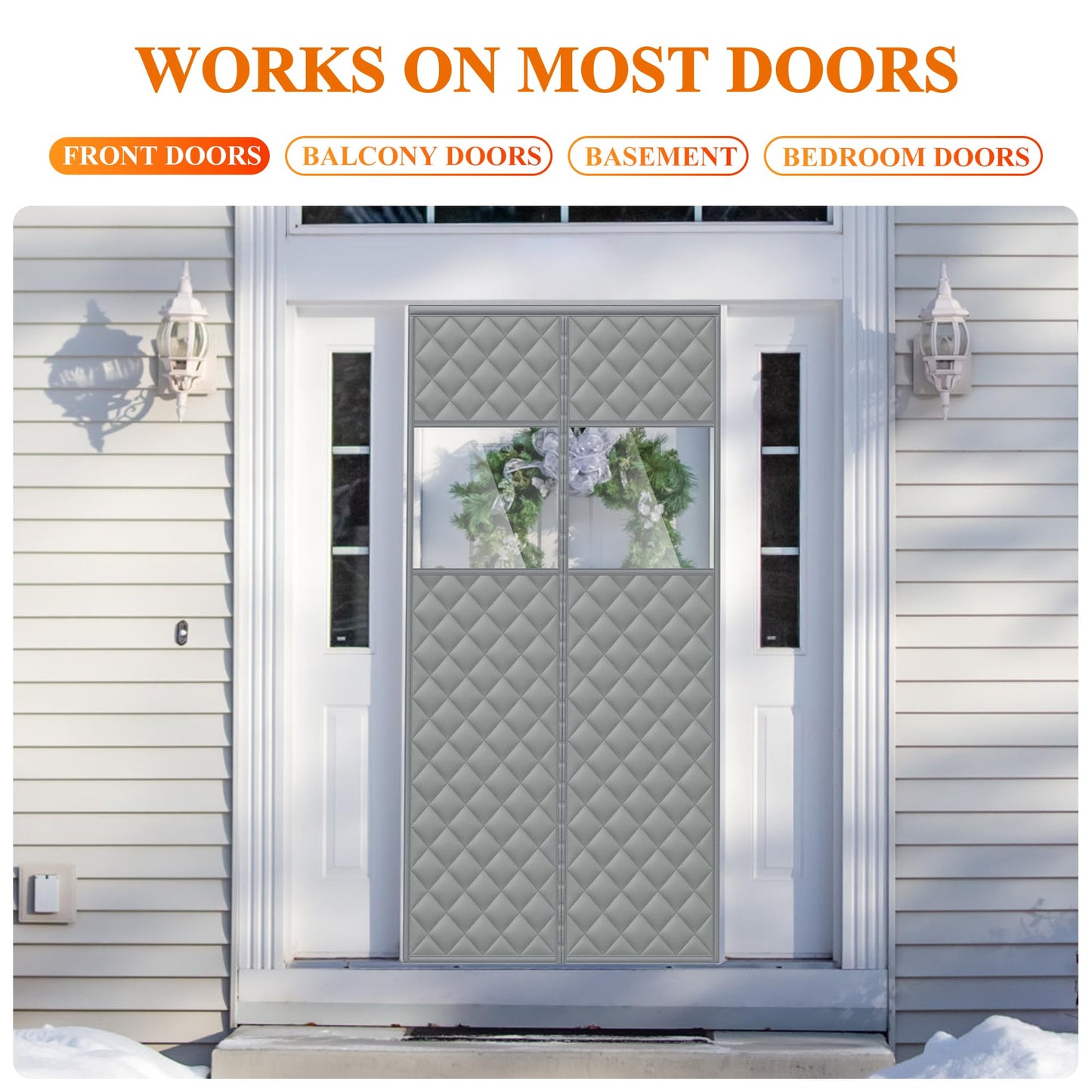 MAGZO Magnetic Thermal Insulated Door Curtain with Perspective Window, 38" x 82", Oxford Filled with Thicken Cotton, Insulation Cover Blanket for Winter/Extra-Wide ‌Entry‌ Door, Keep Cold Out, Grey