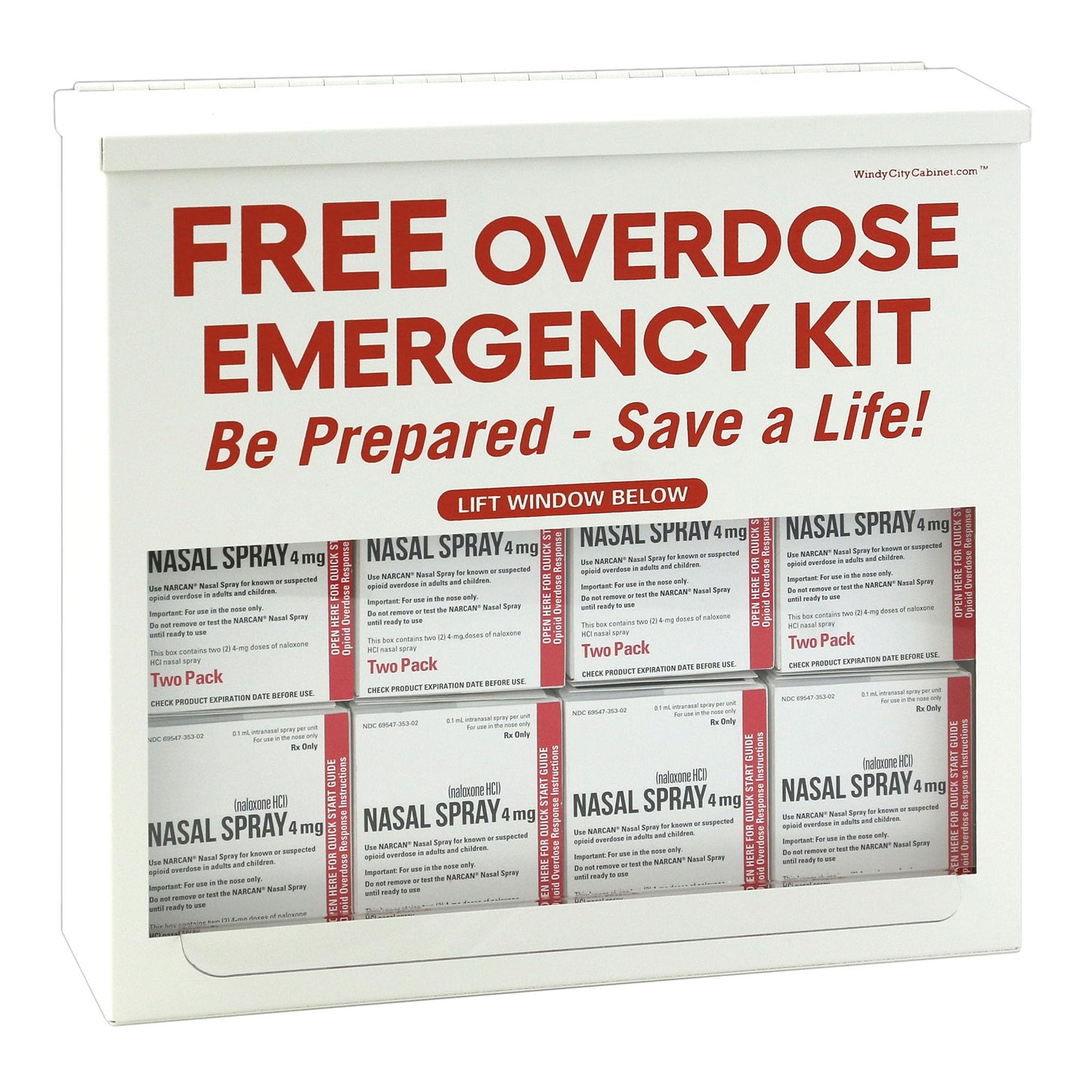 Windy City Cabinet | OD Emergency Kit Distribution Cabinet | High Visibility Cabinet for Emergency Supplies (OD Kit Not Included)