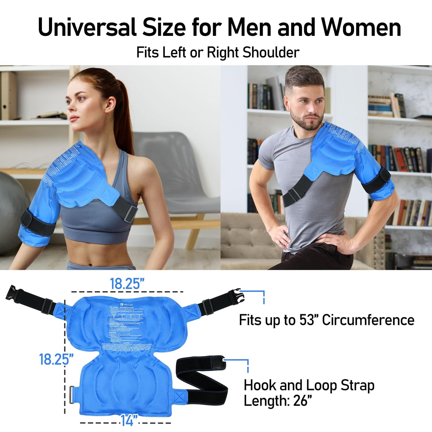 MEDLOT Shoulder Ice Pack Wrap, Larger Rotator Cuff Cold Therapy Support Brace for Shoulder Pain Relief, Reusable Gel Hot Cold Compress for Sports Injuries, Tendonitis, Surgery Recovery