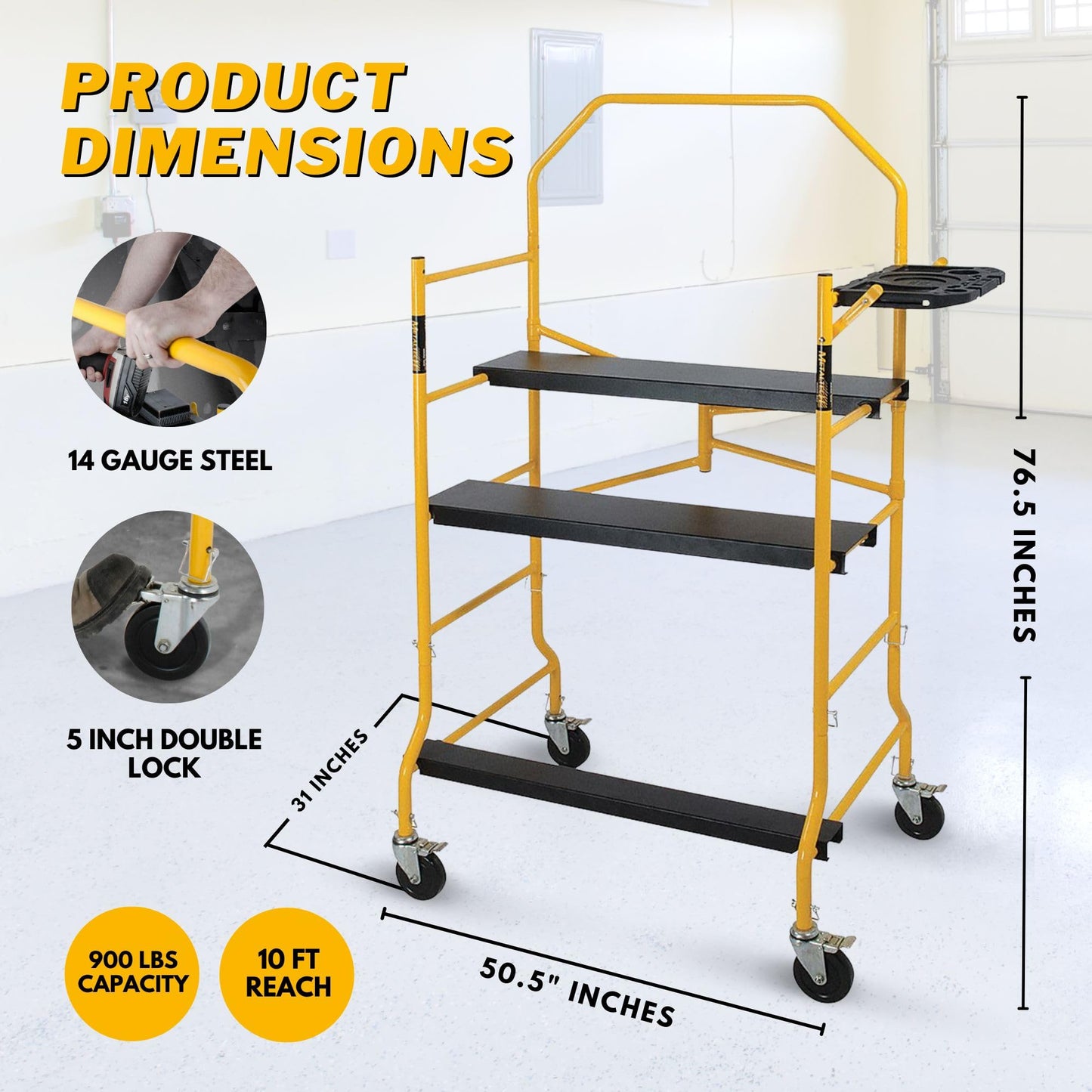 Metaltech I-IMIS Job Site Series 6-3/8'. x 4'. x 2-1/2'. Scaffold 900 Lb. Load Capacity