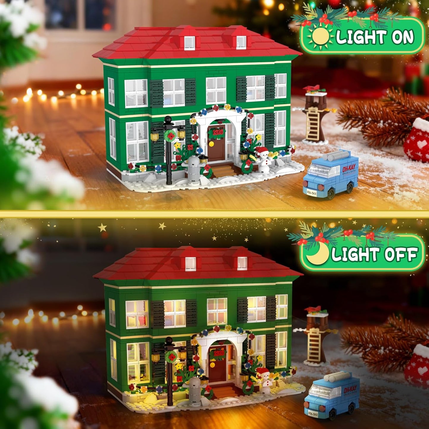 Skiennix Christmas House Building Set - 1187PCS Holiday Kit with Lights for Adults & Movie Fans